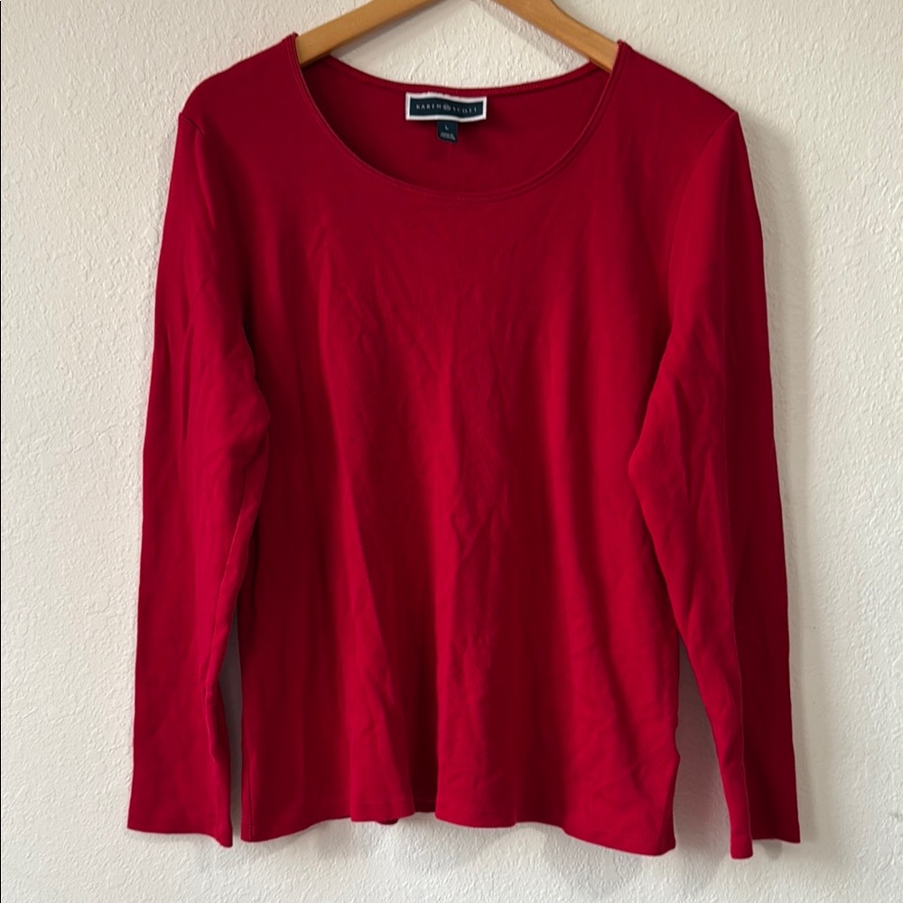 KAREN SCOTT long sleeve relaxed sweatshirt, red, size L